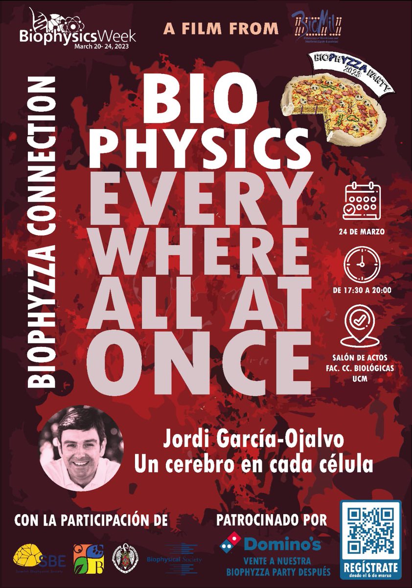 birloque's tweet photo. Biophyzza Party is coming back!!
“Un cerebro en cada célula” por Jordi Garcia-Ojalvo y ¡sálvese quien pizza!
#BiophysicsWeek @BiophysicalSoc #Biophyzza23 @SBEsp https://t.co/XunoEfSlGf