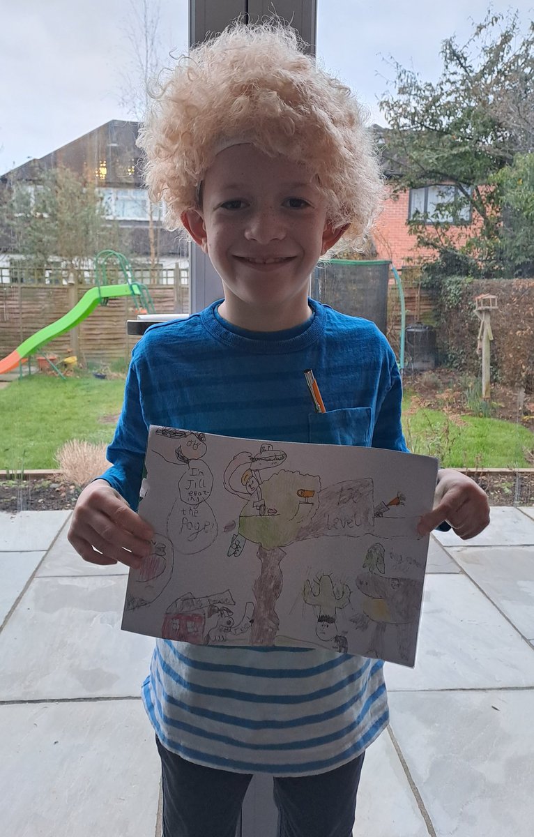 George loved being Terry today from his absolute favourite book series! That hair! 🤣 <a href="/terrydbooks/">Terry</a> @AndyGbooks #WorldBookDay2023