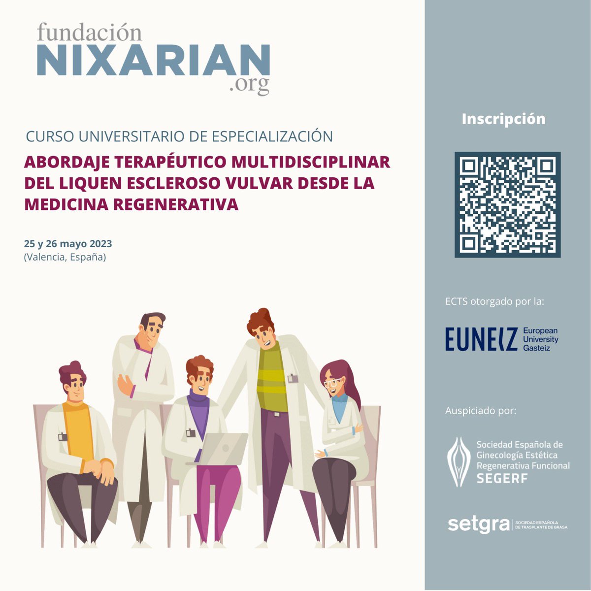 DraGutierrez's tweet photo. Sabes que el próximo curso sobre medicina regenerativa en el #liquenescleroso ya es Universitario?
Los mejores especialistas para tu formación y aplicación inmediata a tu práctica privada.
Puedes inscribirte desde el QR
Avalado por @segerf_  #uneiz #fundacionnixarian #liquenia https://t.co/sqMUFgYqlS