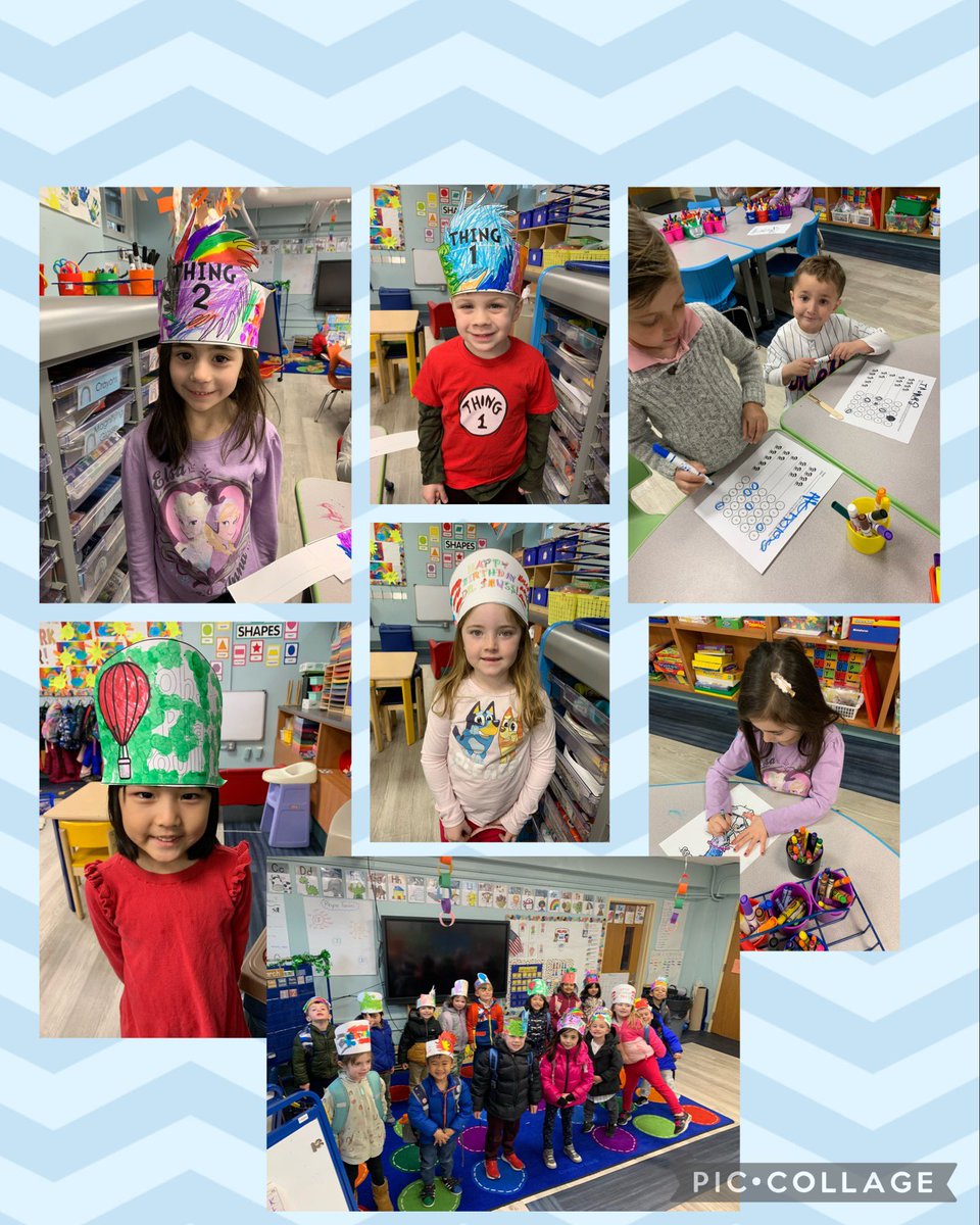 Happy birthday Dr. Seuss!! Pre-KB created crowns, did Cat In The Hat math, colored pictures and explored rhymes 📚