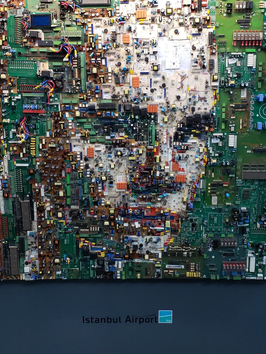 A photo made by electronic parts at Istanbul Airport.