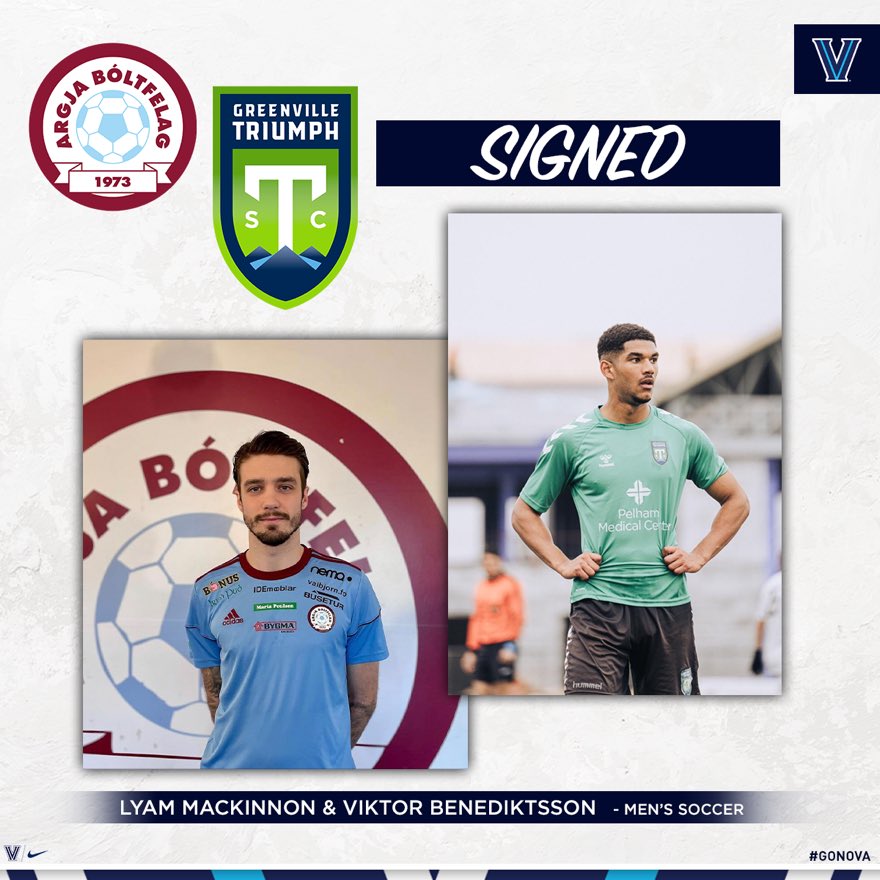 Congratulations to Lyam MacKinnon for signing with Greenville Triumph SC and Viktor Benediktsson for signing with AB Argir in the Faroe Islands‼️ 

#GoNova