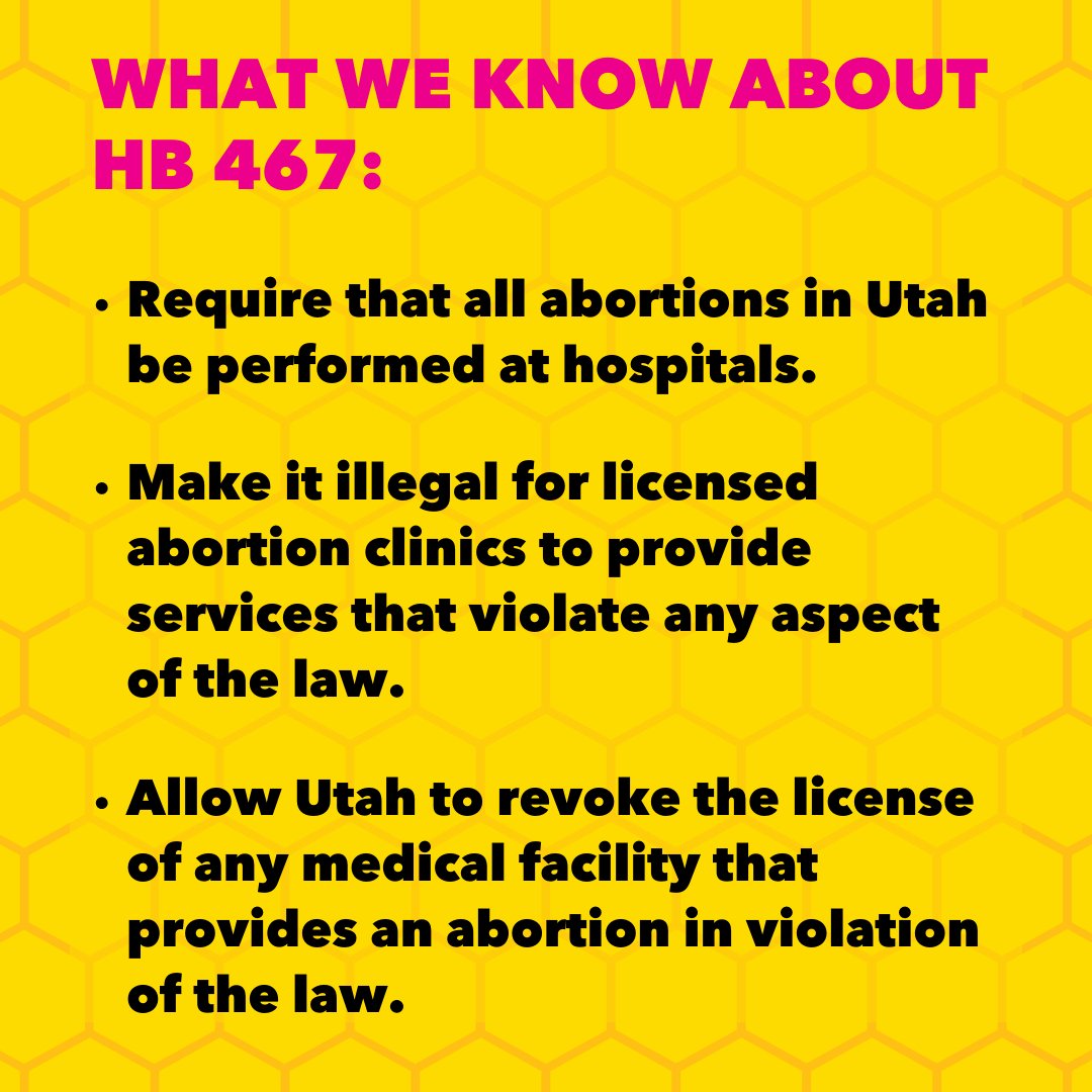 ppacutah's tweet photo. Reminder: #HB467 would functionally end abortion access in #UT by requiring all care to occur at hospitals which are unable to provide these services - and can refuse to do so.
While Planned Parenthood health centers in #UT would remain open, they would not provide abortions. https://t.co/xjMPniC1N6