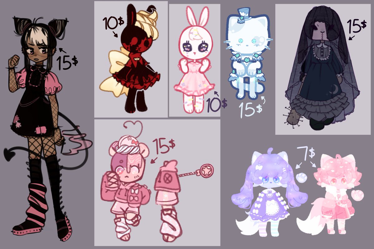 sootkittyadopts's tweet photo. 2020-2022 unsold adopts, further information in comments • prices in image, p4yp4l only • cross-posted to toyhouse
-
#adopt #adoptable #adopts #furryadoptable #furry #anthro #anthroadopt #ocforsale #oc #characterforsale #kuromicore #pastel #cute https://t.co/dLPuH7L0Cp