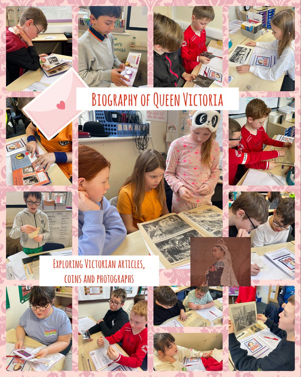 Highgateacademy's tweet photo. Attenborough & Shakespeare classes enjoyed exploring Victorian articles and reading a biography of Queen Victoria. Ask your child to tell you a fact! #biographywriting #history https://t.co/kR3v4uWEmm