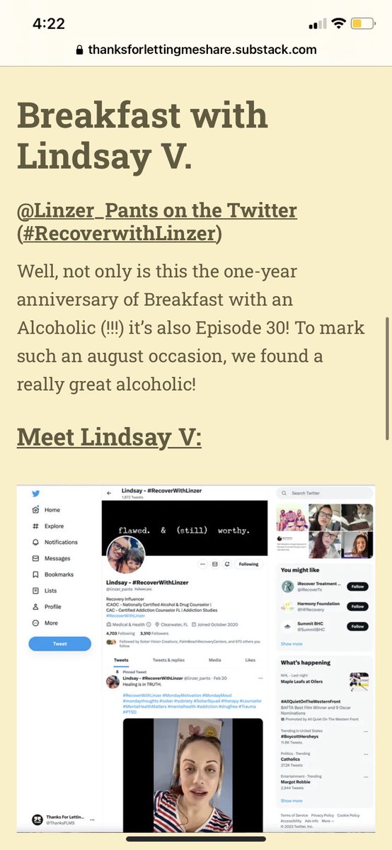 OPOnlyPatriots's tweet image. thanksforlettingmeshare.substack.com/p/draftbreakfa…
Click ⬆️ to hear podcast w/ @ThanksFLMS !

#RecoveryPosse #Sobriety #RecoverWithLinzer #sober #recovery #wedorecover #alcoholic #addiction