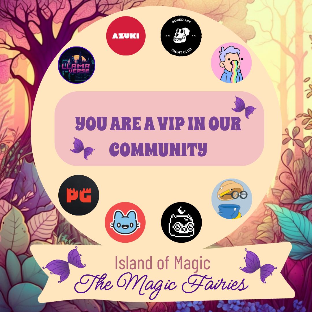 🧚‍♀️Welcome, dear holders of these great communities  Receive our exclusive invitation to become VIPs in our magical community. By joining our Discord server and obtaining the special role, you will have access to magical benefits and enchanting privileges.✨