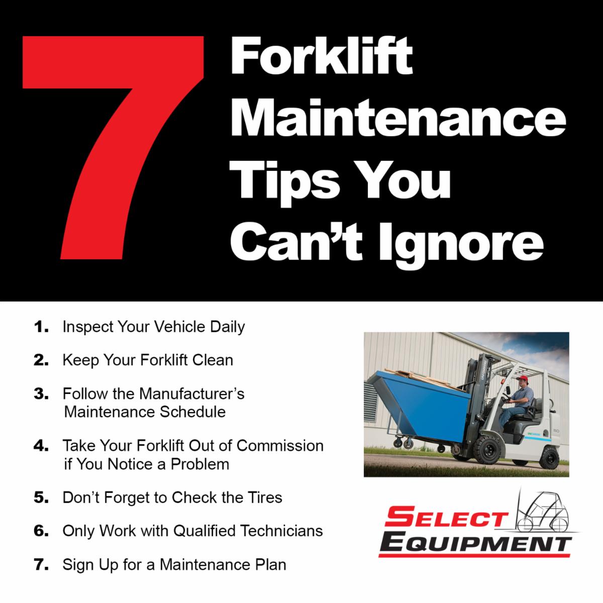 SelectEquip's tweet image. 7 Forklift Maintenance Tips You Can&apos;t Ignore

Select Equipment is your trusted resource for all material handling needs. We are committed to helping you succeed!

Call 800-788-7869
selectequipment.com

#forklift #california #materialhandling #dealer
