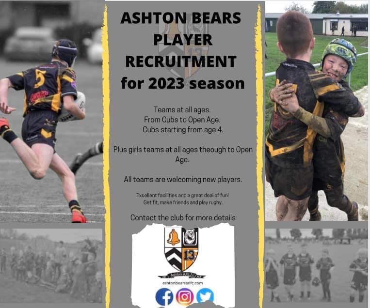 AshtonBears's tweet photo. Ashton Bears are recruiting for a number of teams throughout the club. 
New players always welcome! 

🟡Great club and facilities 
⚫️Qualified coaches
🟡Cheapest subs around 
- Juniors £10 per month
- U18s - FREE

Get in touch for more details! 
🟡⚫️🏉🐻 https://t.co/EurmelX3HO