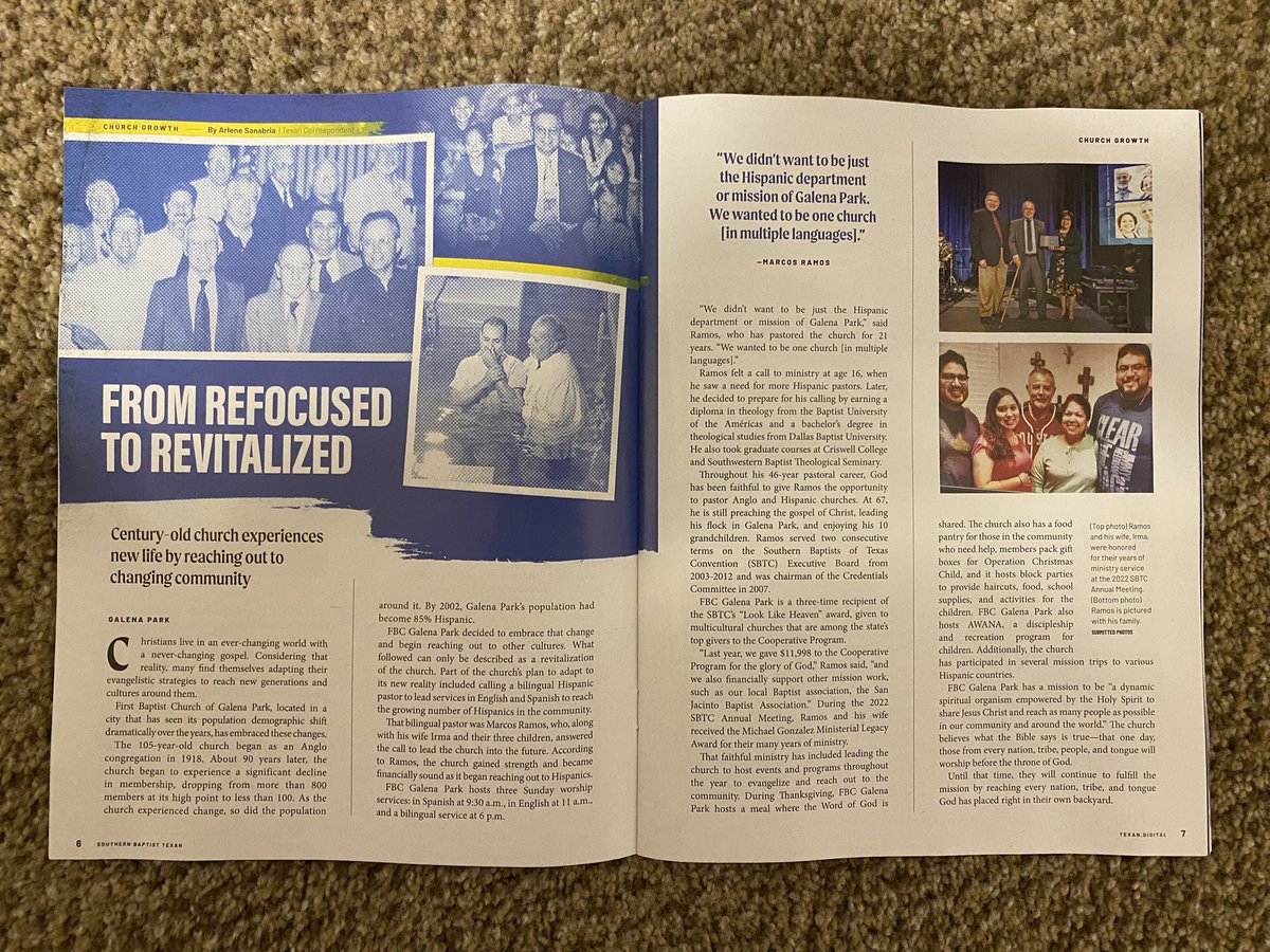 cameronlcrow's tweet photo. I can’t tell you what this article means to me. This article highlights Pastor Ramos, the pastor of FBC Galena Park, and talks about the decision my grandpa and a few other guys made to call Pastor Ramos. In this article, I see the legacy my grandpa left on FBC Galena Park. https://t.co/2hLQT85fl9