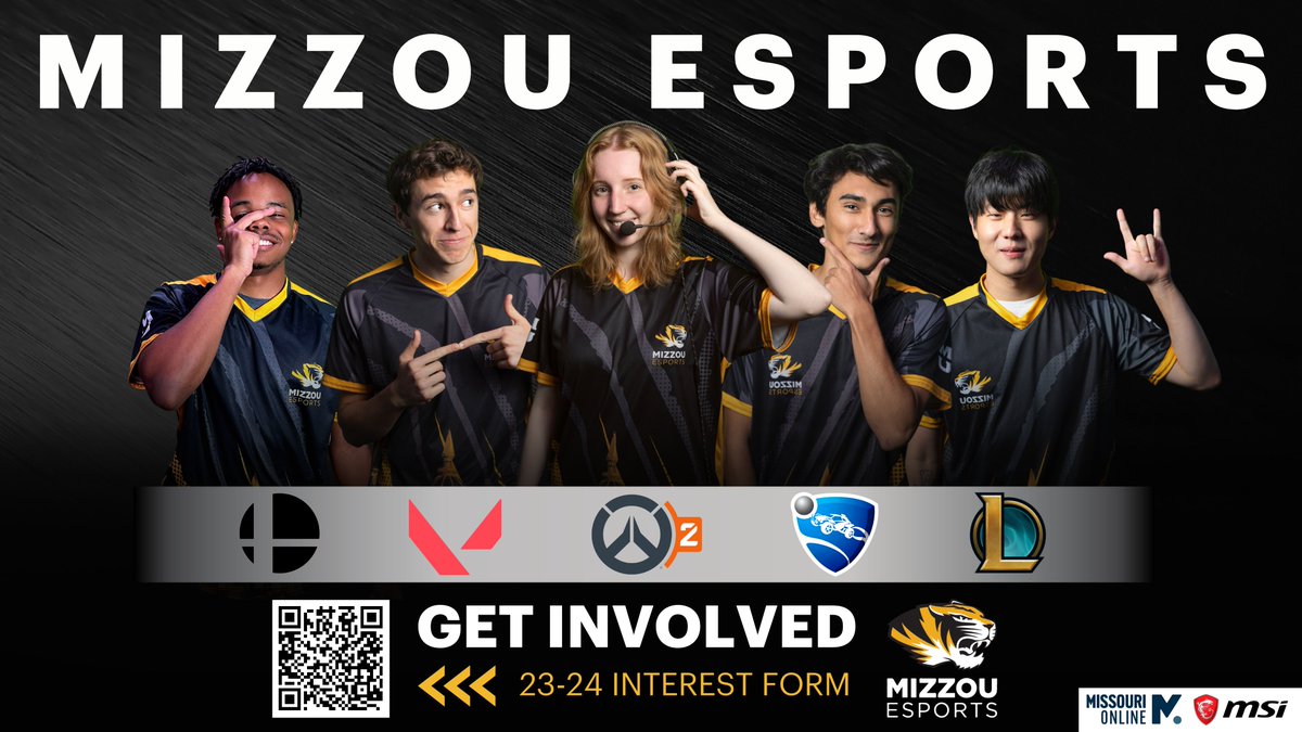 Calling all Mizzou gamers! 🐯

We're looking for talented people to join our team.  🎮

The 2023-2024 Mizzou Esports interest form is now open. Get involved at:  
missouri.qualtrics.com/jfe/form/SV_af…

 #Mizzou #MizzouEsports #esports #collegiateesports