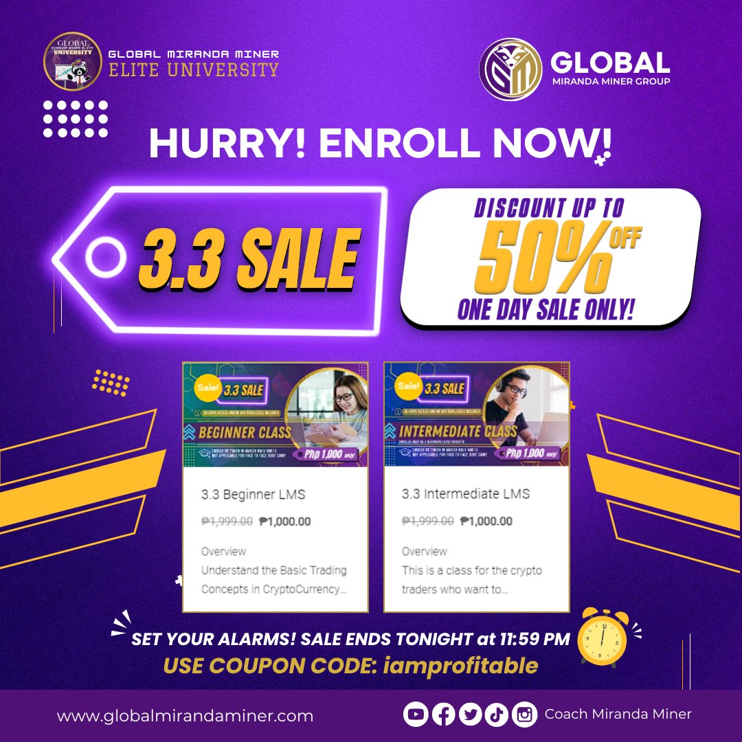 gmmg_official's tweet photo. 🚨 [BIG SAVINGS AHEAD!] ONE-DAY PROMO of our PROFITABLE TRADING COURSE! 18 hours left to enjoy this offer

🚨 Use coupon code: iamprofitable to track your enrollment. Click the link below to enroll: https://t.co/S1auKsSCTr

#GMMG #EliteUniversity #BeginnerClass #cryptoeducation https://t.co/z2nu3IEymr