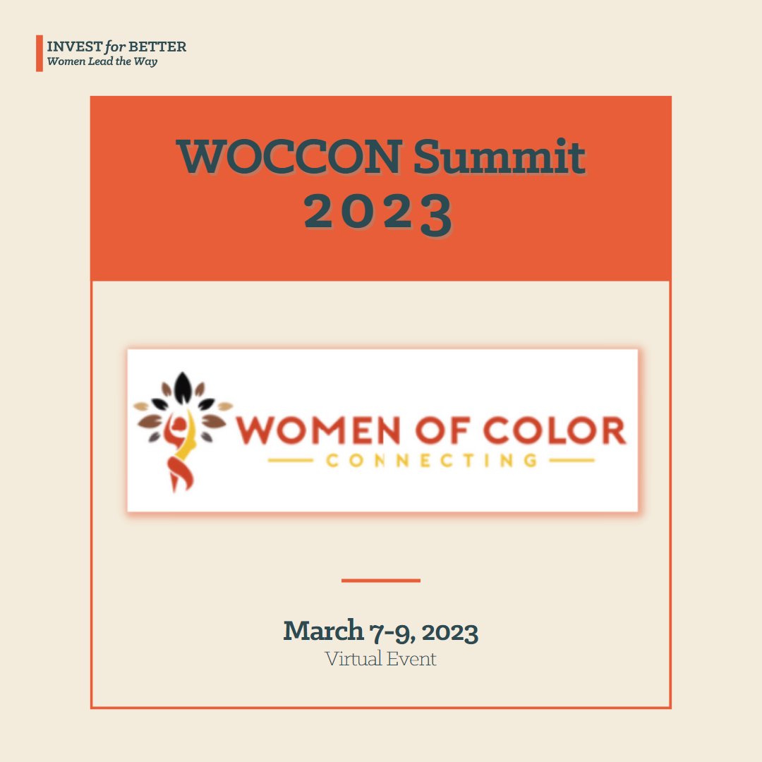 janinefirpo's tweet photo. Join @InvestforBetter at the WOCCON Summit (we are a sponsor). @woccon unites investors, allies, & policymakers to break down the barriers holding back women of color entrepreneurs. To know more: https://t.co/XCjeYveqhl
#WOCCON #socialimpact #womensupportingwomen https://t.co/ocFzC4MgUt