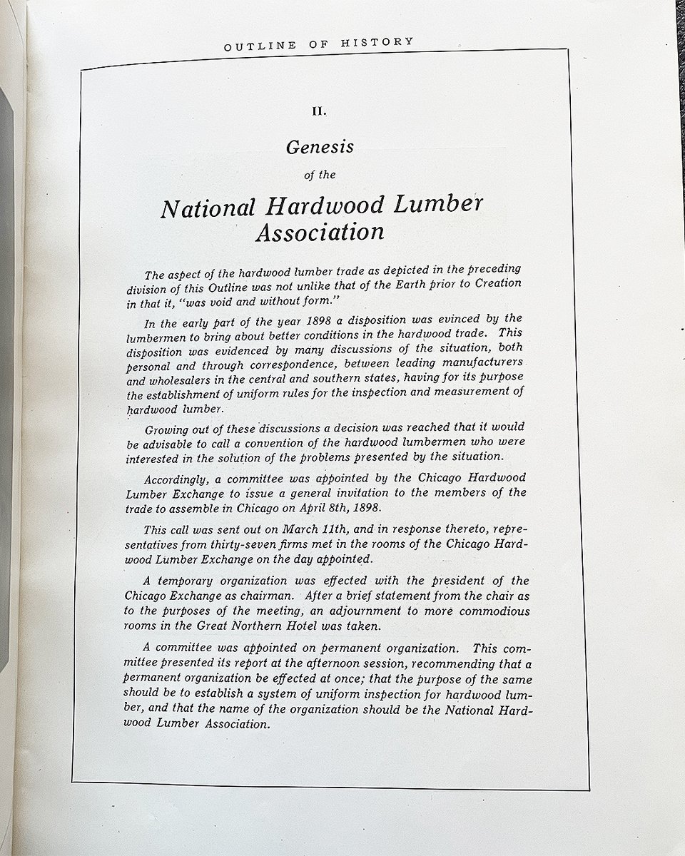 NHLA_Official's tweet photo. To celebrate #NationalOldStuffDay, we're sharing some NHLA history! NHLA was founded in 1898 to establish uniform inspection rules and to facilitate an industry based on trust and confidence between every sector of the hardwood industry. #hardwood #lumber #workingforest https://t.co/TMqzgbxtje
