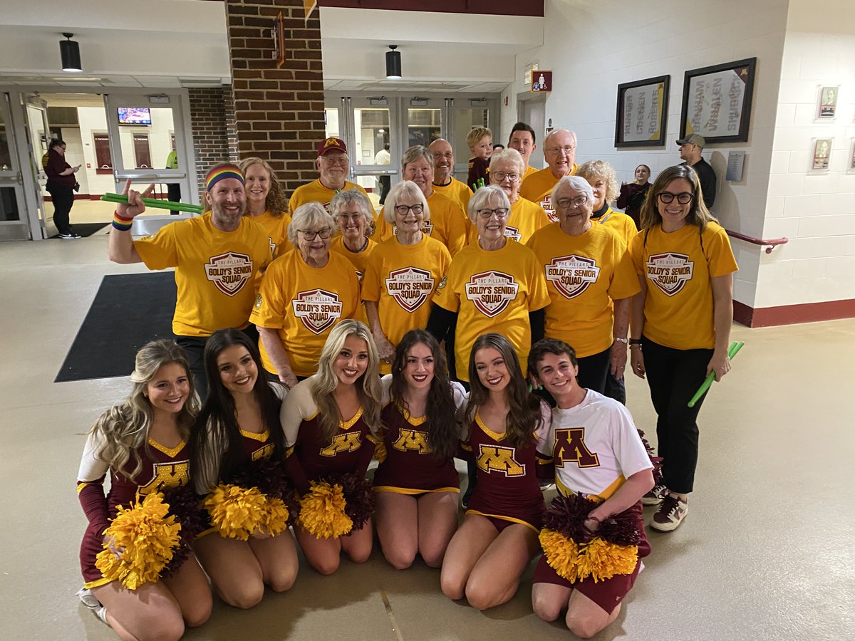 GopherSports's tweet photo. Shoutout to the @pillars_park Senior Squad for bringing the energy at the @GopherMBB and @GopherWBB games this season! https://t.co/GcxYhkjDGY