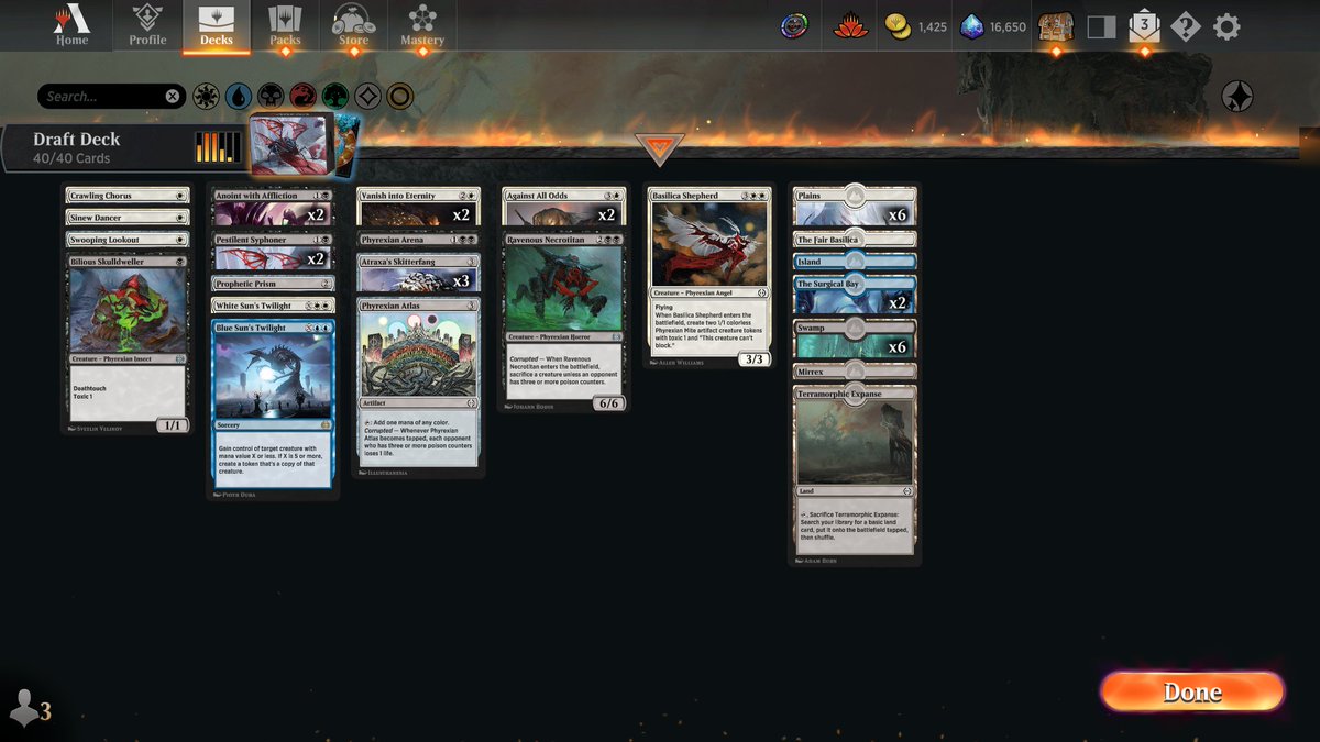 MrClintastik's tweet image. #esper #mtgphyrexia #draftone #PCGaming #MTGA