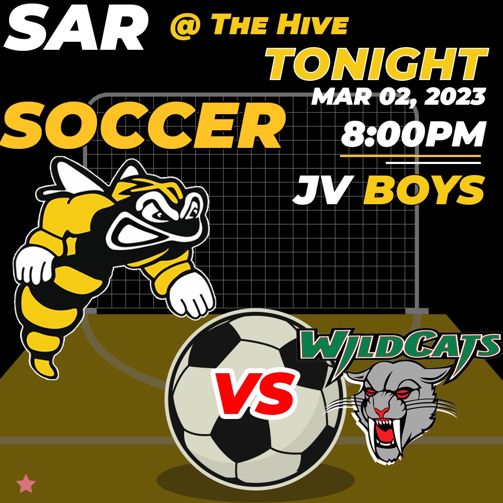 The Boys Soccer season kicks off tonight in the hive with a JV game versus DRS. No Livestream, come out and support  #stingsports <a href="/sarhighschool/">SAR High School</a>