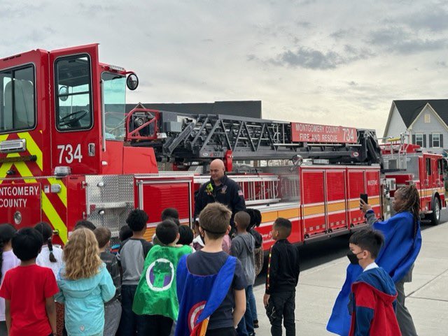 MCFRSPIO14's tweet photo. Crews from MCFRS Fire Station 34 (Milestone) participated in the Inaugural "Read Aloud" Program at Snowden Farm Elementary School. Crews read books to the students that were selected by teachers who are nominated for the Black-Eyed Susan Award. https://t.co/RGcyz7JjD4