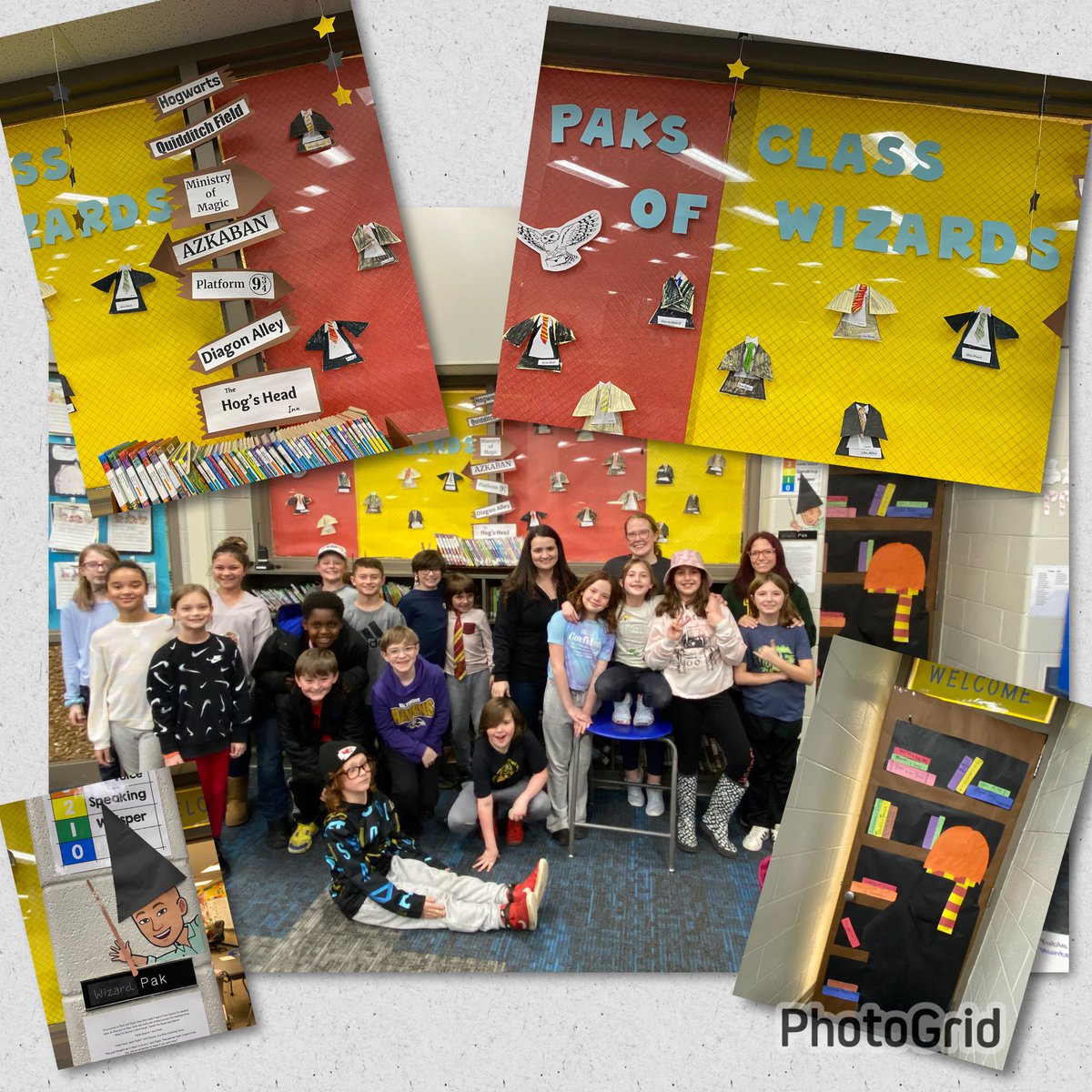 TPak25's tweet photo. 4th grade has class moms come in and help decorate our doors and windows today. Our 3 Team Pak moms did such an amazing job! 🥰 
#TakesAVillage #HarryPotter #AlwaysTeamPak #HunterPride #SpringIntoGSD https://t.co/vOeGHPR3a4