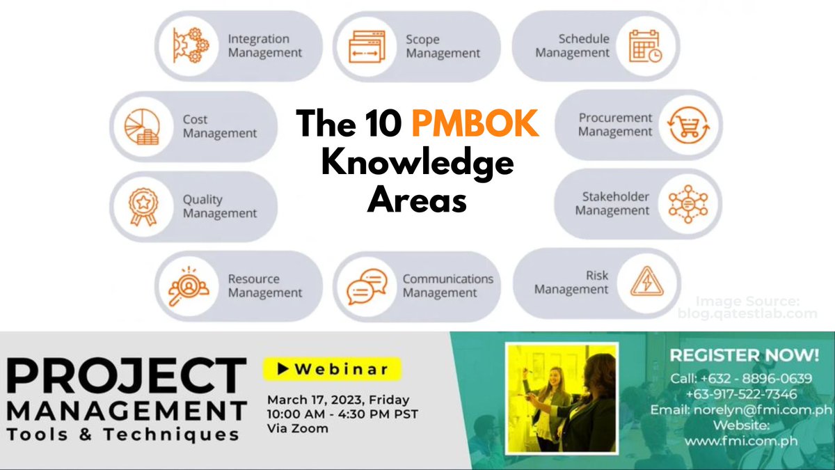 PhilstarNews's tweet photo. Learn the 10 Essential Knowledge Areas of Project Management. Attend the Project Management Tools and Techniques Webinar 2023 on March 17, 2023 via Zoom. Register Today! https://t.co/0UeyXnSNSV
#ProjectManagementWebinarPH #PMWebinar https://t.co/anrbPvugPY