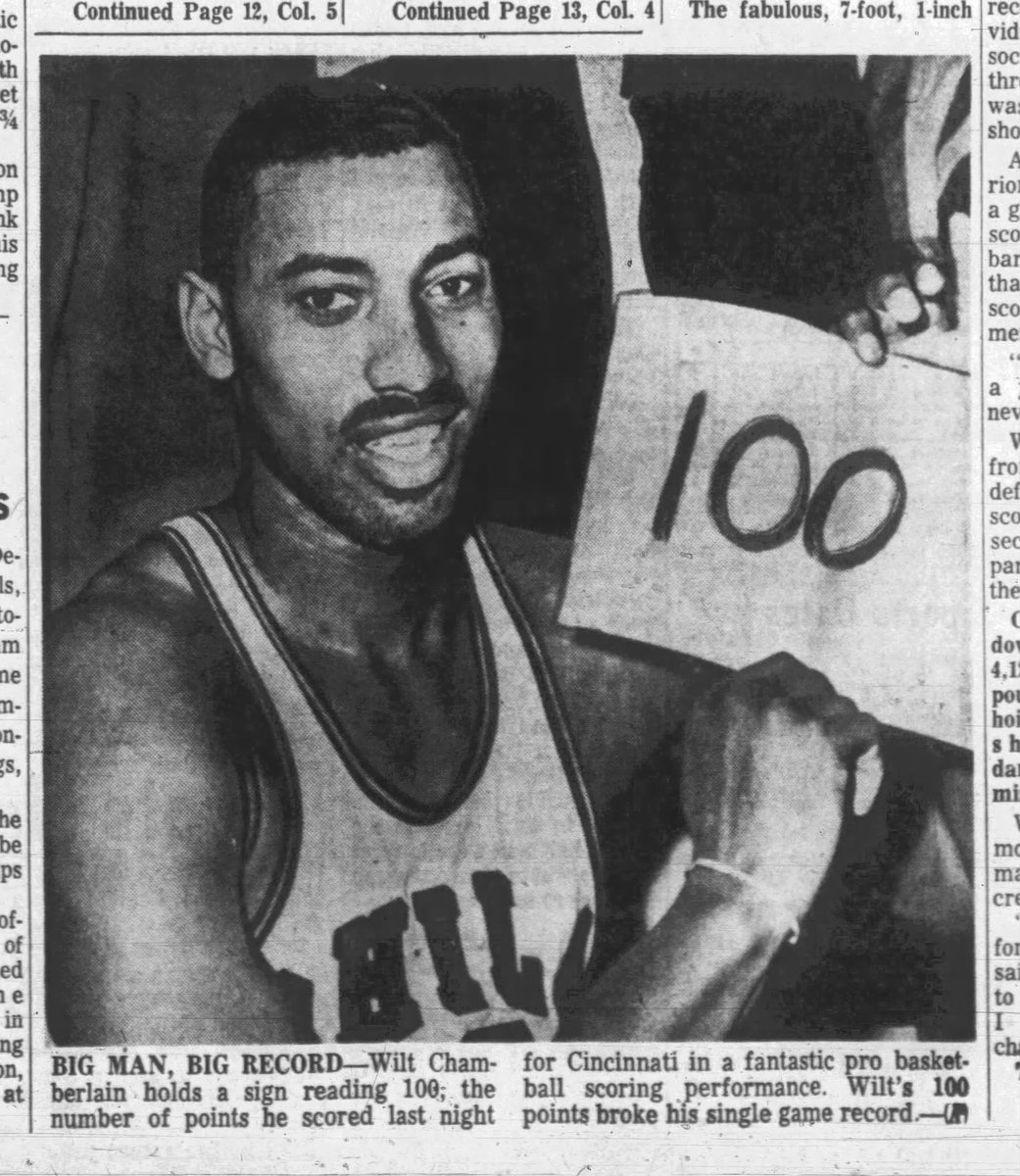 RetroNewsNow on Twitter "🏀On March 2, 1962, Wilt Chamberlain set the singlegame scoring record