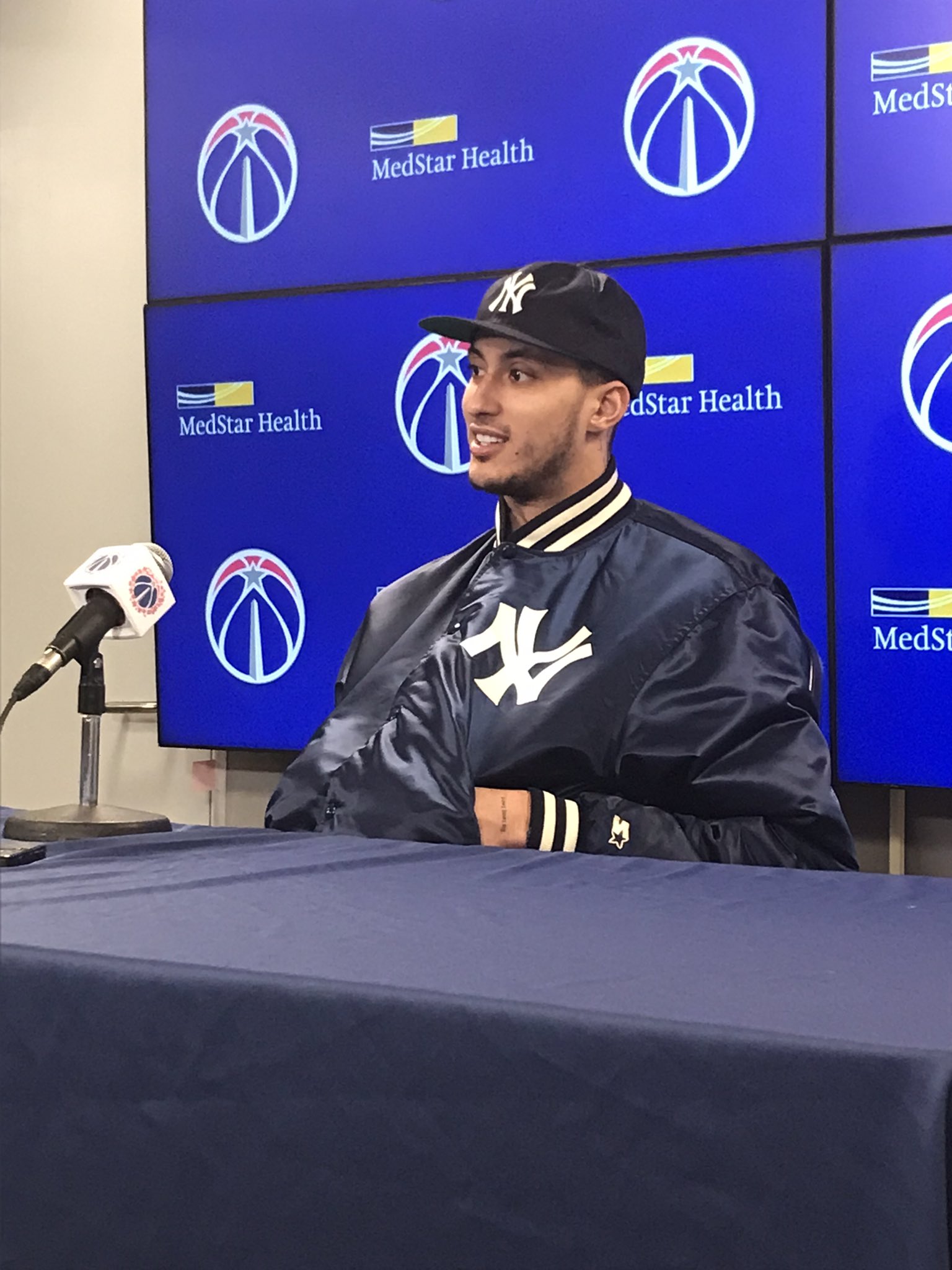 Chase Hughes on X Kyle Kuzma is decked out in Yankees gear postgame tonight. https t vgJzxiZkuG X