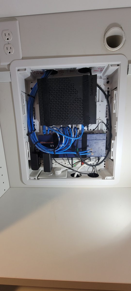 GrandCentralAV's tweet photo. Structured wiring trim out we finished up today for client in Greenvill, SC. Our website: https://t.co/Tv28r0bskb #technology #data #Video #wiring #electrical #structuredwiring #internet #eero #netgear #cablemodem #cat6 #greenvillesc https://t.co/wcbyk0fAuf