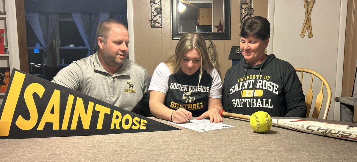 emmacrahan's tweet photo. It’s official! I have signed my Letter of Commitment to @saintrosesb  Thank you to everyone for the constant support on this journey. I will be continuing my studies in forensic psychology as well as following my athletic dreams. Go Golden Knights! #bleedgold https://t.co/K4Y8f94PMQ