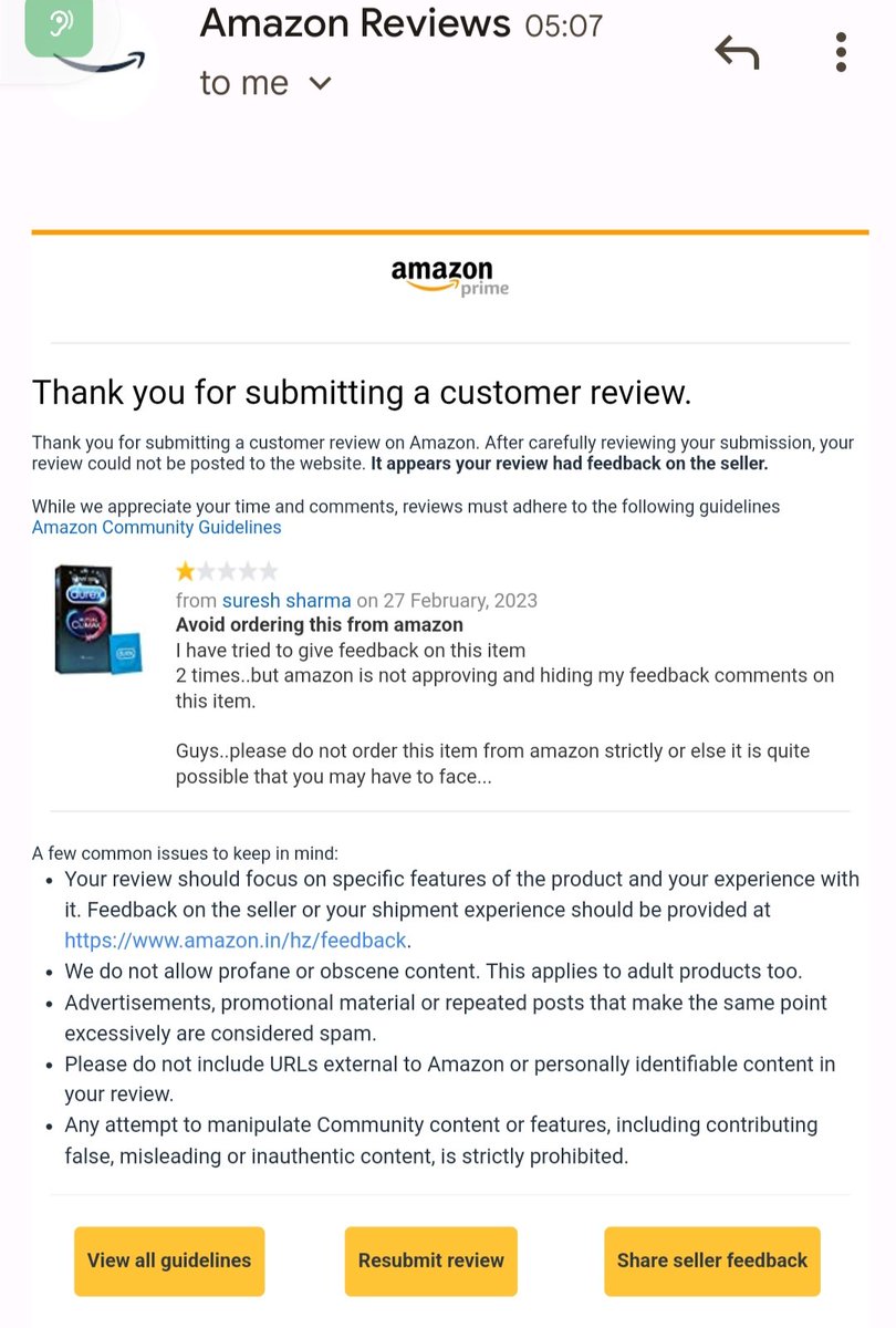 Suresh1389's tweet photo. @AmazonHelp Here is the complete proof, @amazon rejected my product review whereas i didnt mention even a single point wrongly. They rejected my product review because they also know that this single review comment by me, has the power to reduce the 90% sale of this product on their website. https://t.co/bpPweo54vb