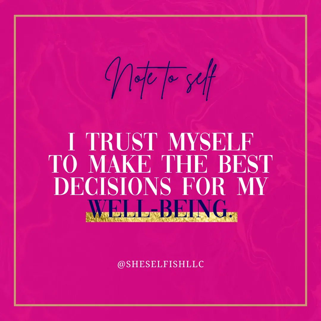 sheselfishllc's tweet photo. Trusting yourself is the first step towards a happier, healthier you. At She Selfish, we believe that prioritizing your well-being should always be your top priority. Trust yourself, love yourself, and always choose what's best for you. 

#selfcare #womenofcolor #practiceselfcare https://t.co/bNKuFcYIPp