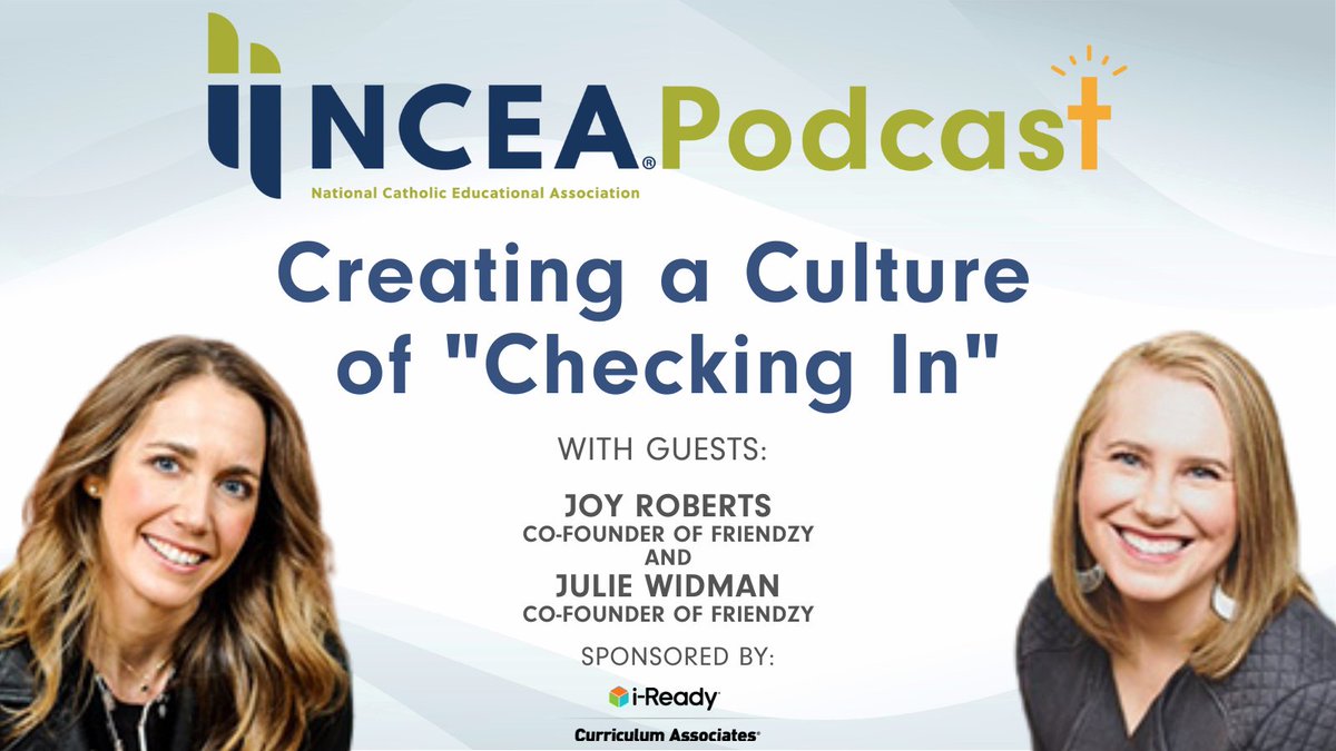 NCEATALK's tweet image. With simple acts we can show our community they are known, seen and cared for and cultivate a positive culture in our Catholic Schools.

Join #NCEA2023 keynotes Joy Roberts and Julie Widman of Friendzy in this podcast, sponsored by @CurriculumAssoc: nceapodcast.podbean.com/e/creating-a-c…