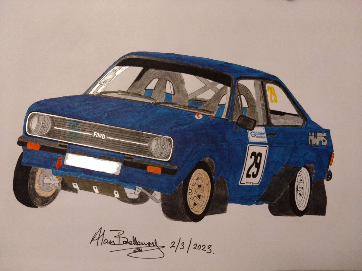 Hywel Davies Ford Escort MK2
I've drawn for Hywel Davies from Blackhurst Garages Rally Night Auction for Charity 🏁🏆

Number Plate has been edited out as I don't post anything on social media for security reasons. 
#motorsportart #art #ford #fordescort  
#fordescortmk2