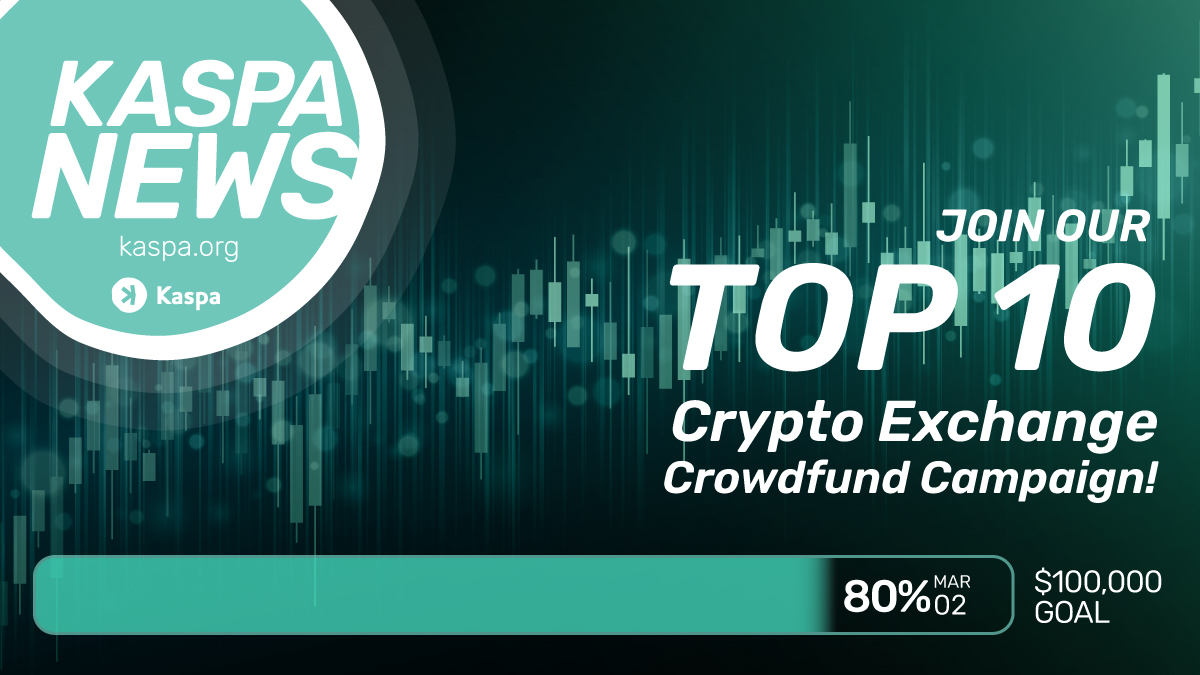 📢TOP 10 Exchange Crowdfund Update!

🚀80+% of the way there! 🙏🏼 

Links to contribute $KAS and $USDT &amp; see live progress here: kaspa.org/kaspa-crowdfun…

#KAS #Kaspa #ProofofWork #RUST #DAGKnight
