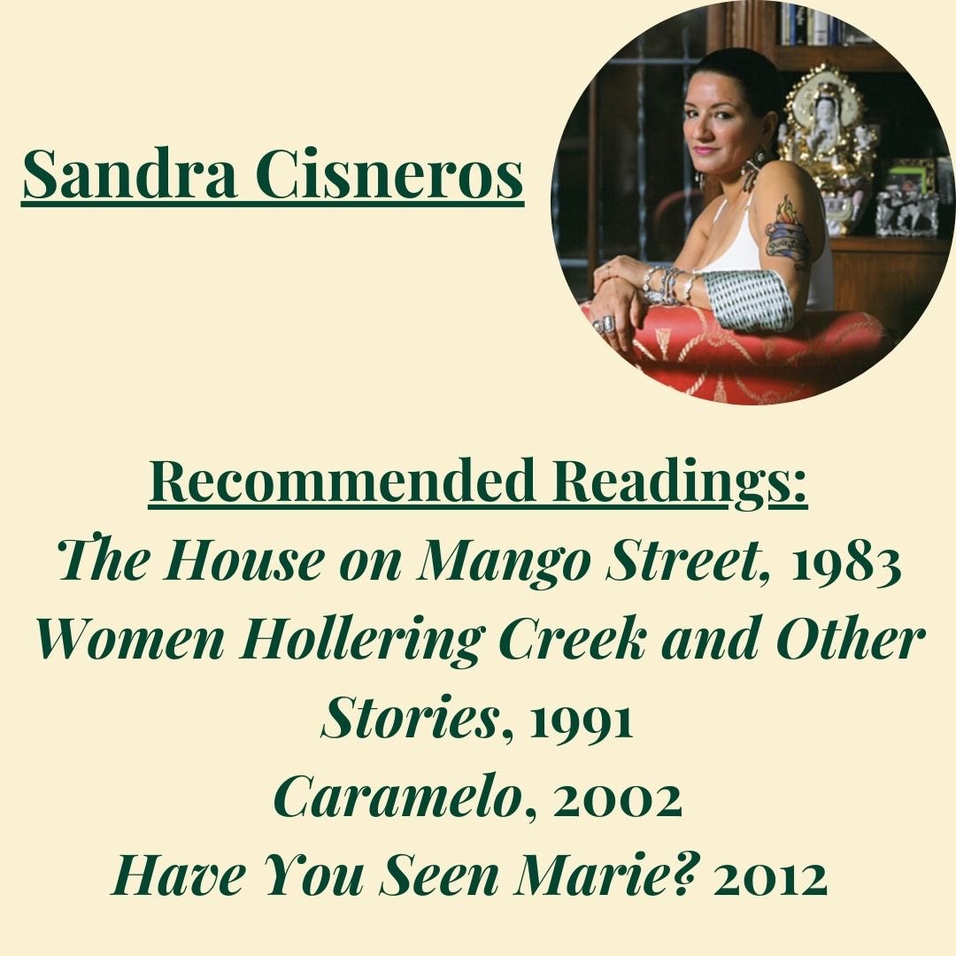 PittLitProgram's tweet image. We will be celebrating Women’s History Month throughout March by celebrating female writers from different backgrounds! This week we’re highlighting Sandra Cisneros, a Mexican-American novelist who is most well known for her novel “The House on Mango Street!”
