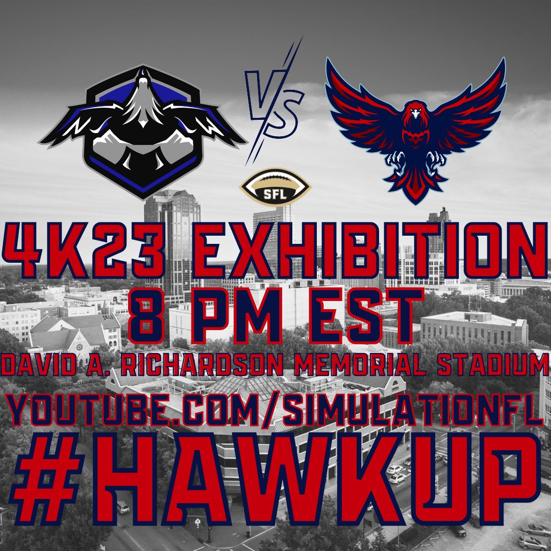 It's time for the 4k23 debut of the #SkyGang as we take on the <a href="/SFL_Nightwings/">Denver Nightwings</a> in the exhibition game tonight. As always we plan on showing our air superiority in this Bird Battle. #HawkUp #WeWantTheSmoke