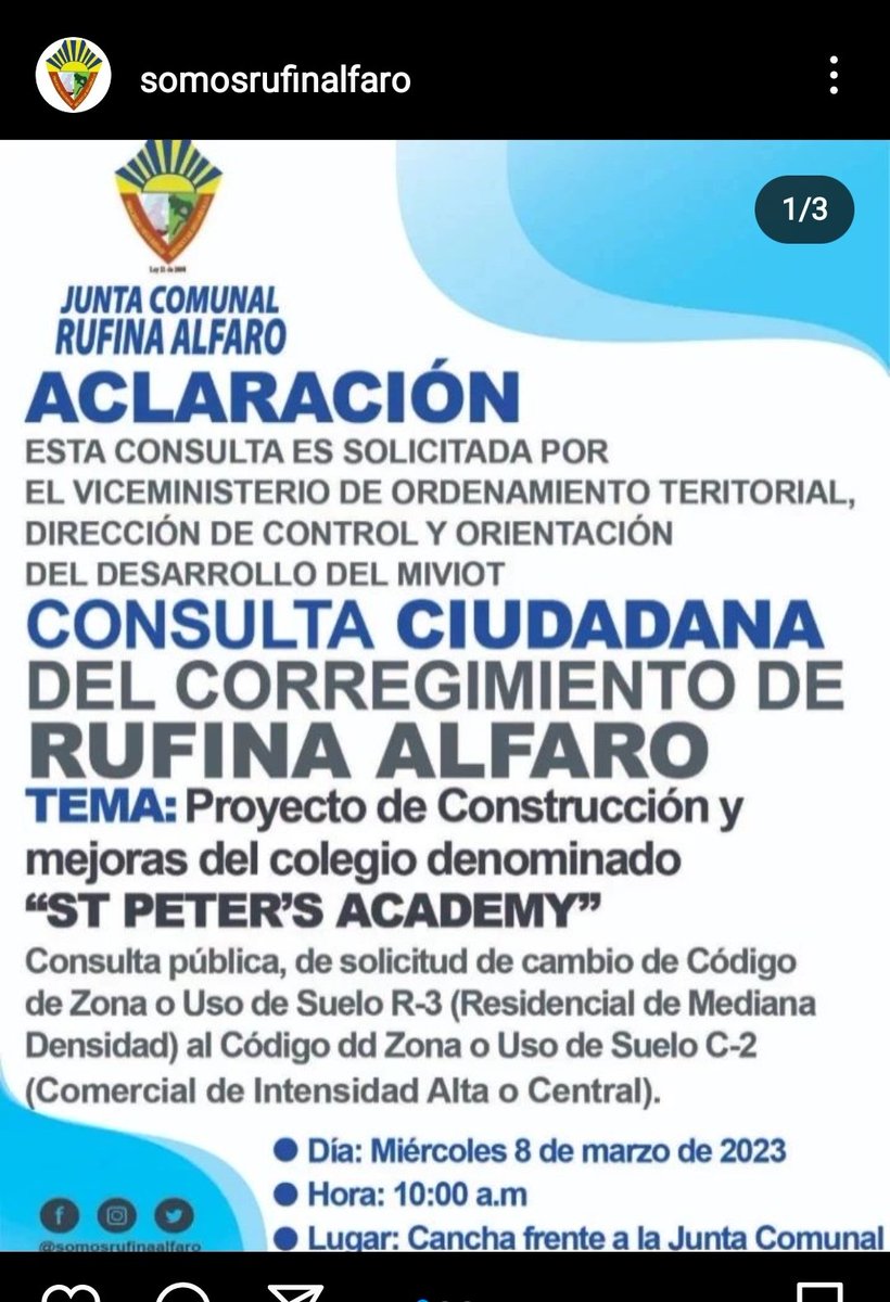 Quieren cambiar la zonificación de un terreno dentro de #RufinaAlfaro la <a href="/JCRufinalfaro/">Somos Rufina Alfaro</a> ya se lavó las manos y dice q va a ser a las 10 de la mañana por q el viceministerio dice eso . Todas las autoridades en componenda.