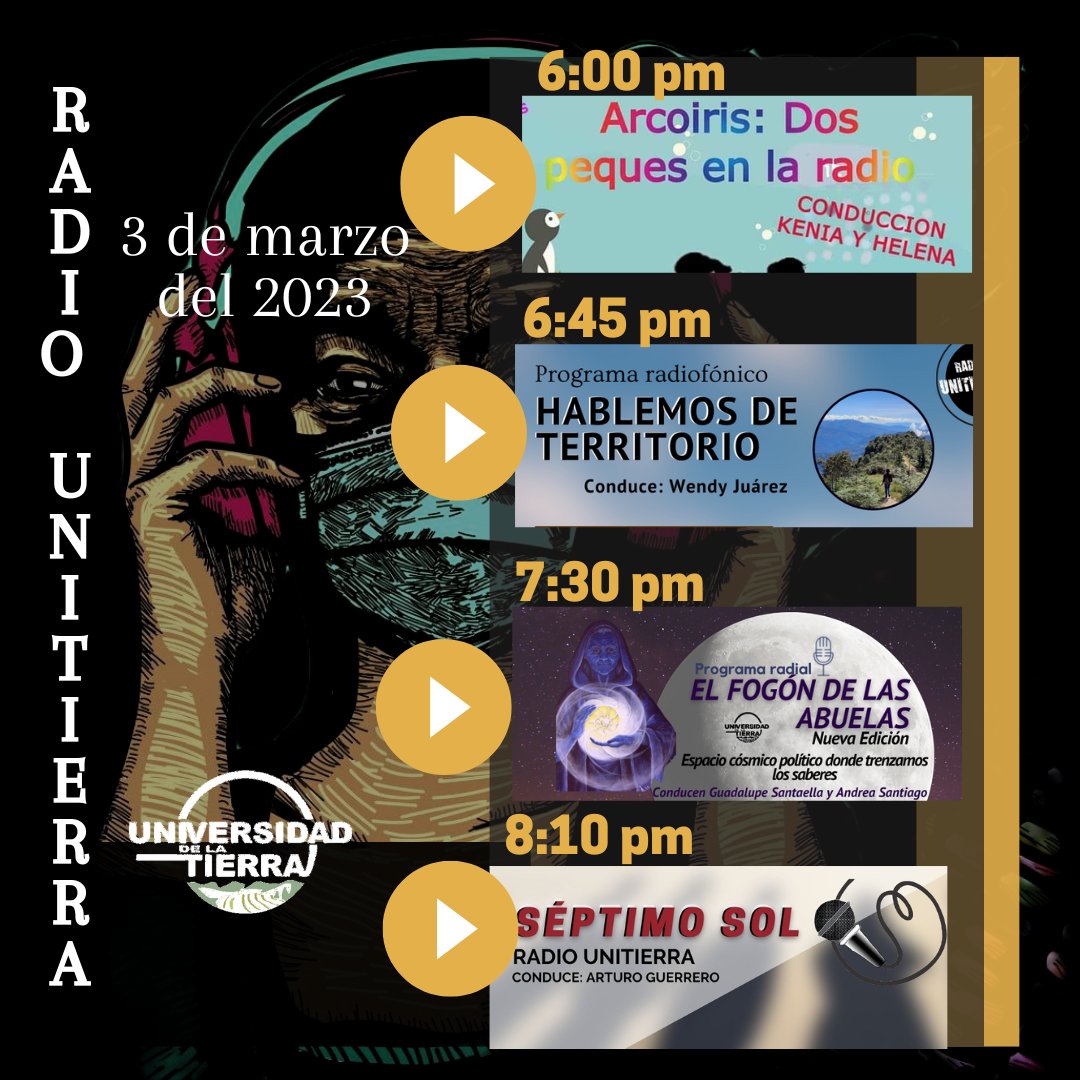 ‼️ Mañana es viernes de #RadioUnitierra ¡No se pierdan la programación!
👂🏼Escúchanos a través de👇🏽
giss.tv:8001/radiounitierra…
giss.tv:8001/ambientalista.…
giss.tv:8000/guelaguetza.ogg
espora.org:8000/radioplanton.m…
espora.org:8000/radioyaxhil.mp3
radiomaiz.online