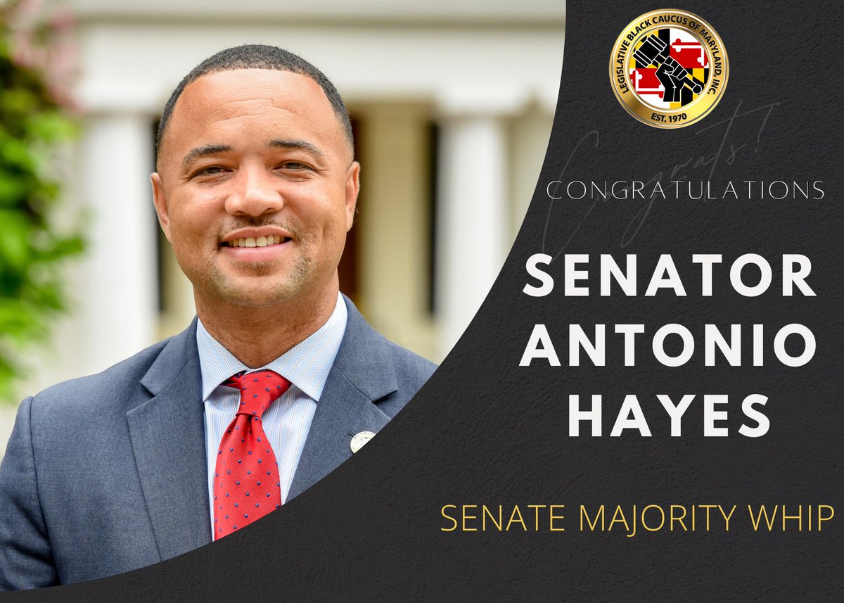 BlackCaucusMD's tweet photo. Congratulations to the newly appointed Senate Majority Whip, our very own Caucus member, Senator Antonio Hayes! https://t.co/p003T5BiN8
