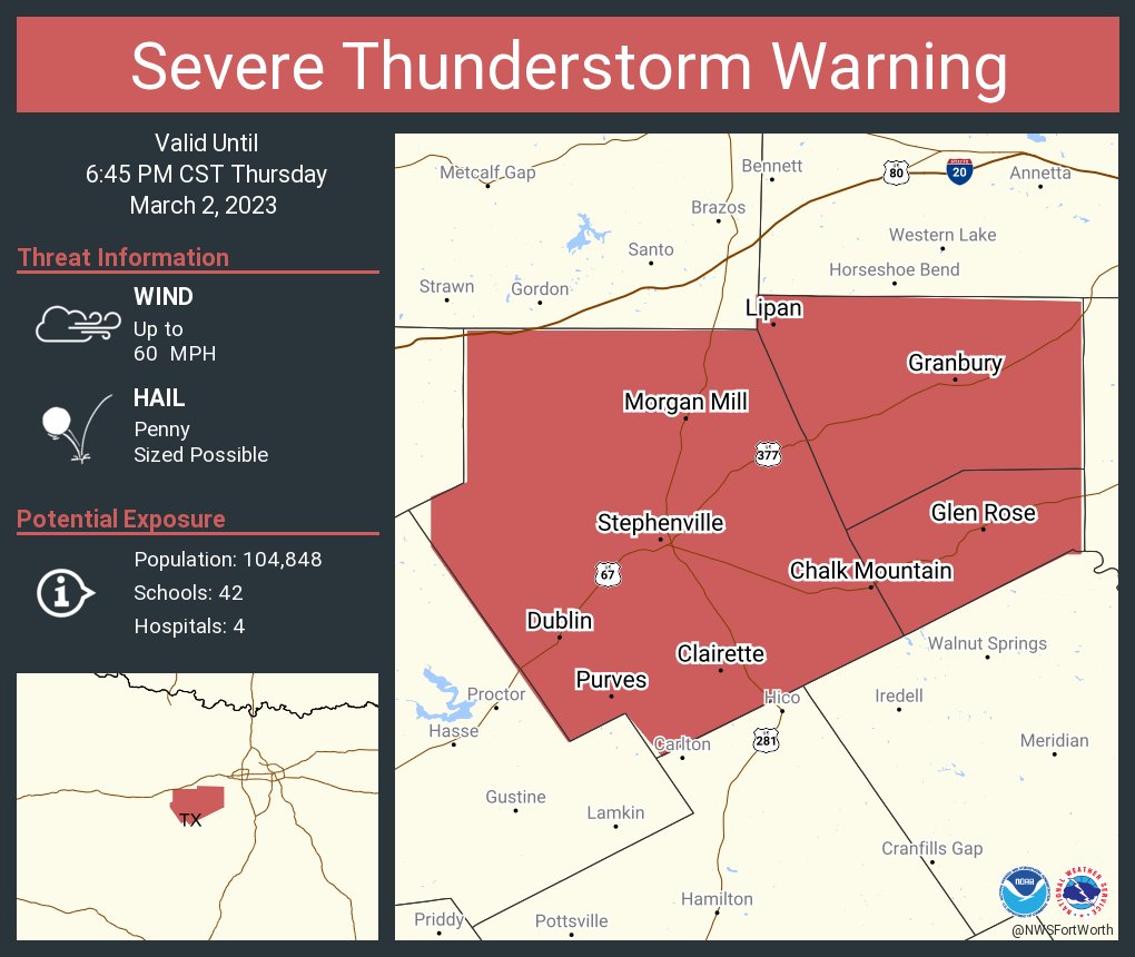 NWS Fort Worth on Twitter "Severe Thunderstorm Warning including
