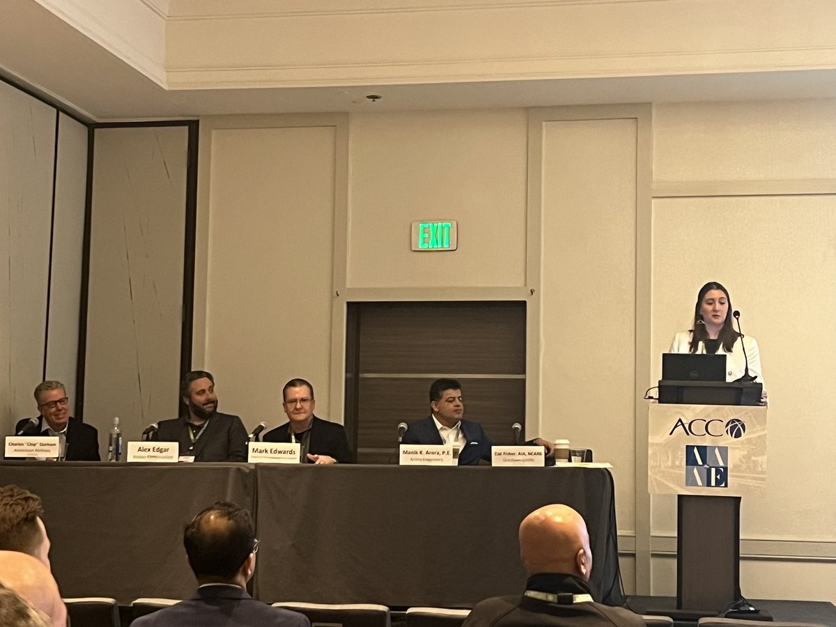 goebel_ben's tweet photo. Great panels this year at the PDC Symposium!  We really enjoyed the Digital Twins discussion and how we can track the airport in the digital world.  @Gresham_Smith’s own Zoe Fisher, AIA did a great job leading the discussion.  @AAAEDelivers @ACC_HQ #AirportSymp https://t.co/vYm9ZW4FaW