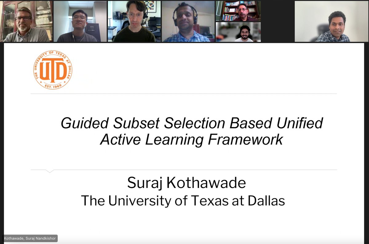 rishiyer's tweet photo. Congratulations Dr. @surajkothawade for successfully defending his thesis! Suraj is the first student (advised by me at @UT_Dallas) who has defended his Ph.D.!!

 @surajkothawade will be joining @Google next month! https://t.co/fAPfWhS8eT