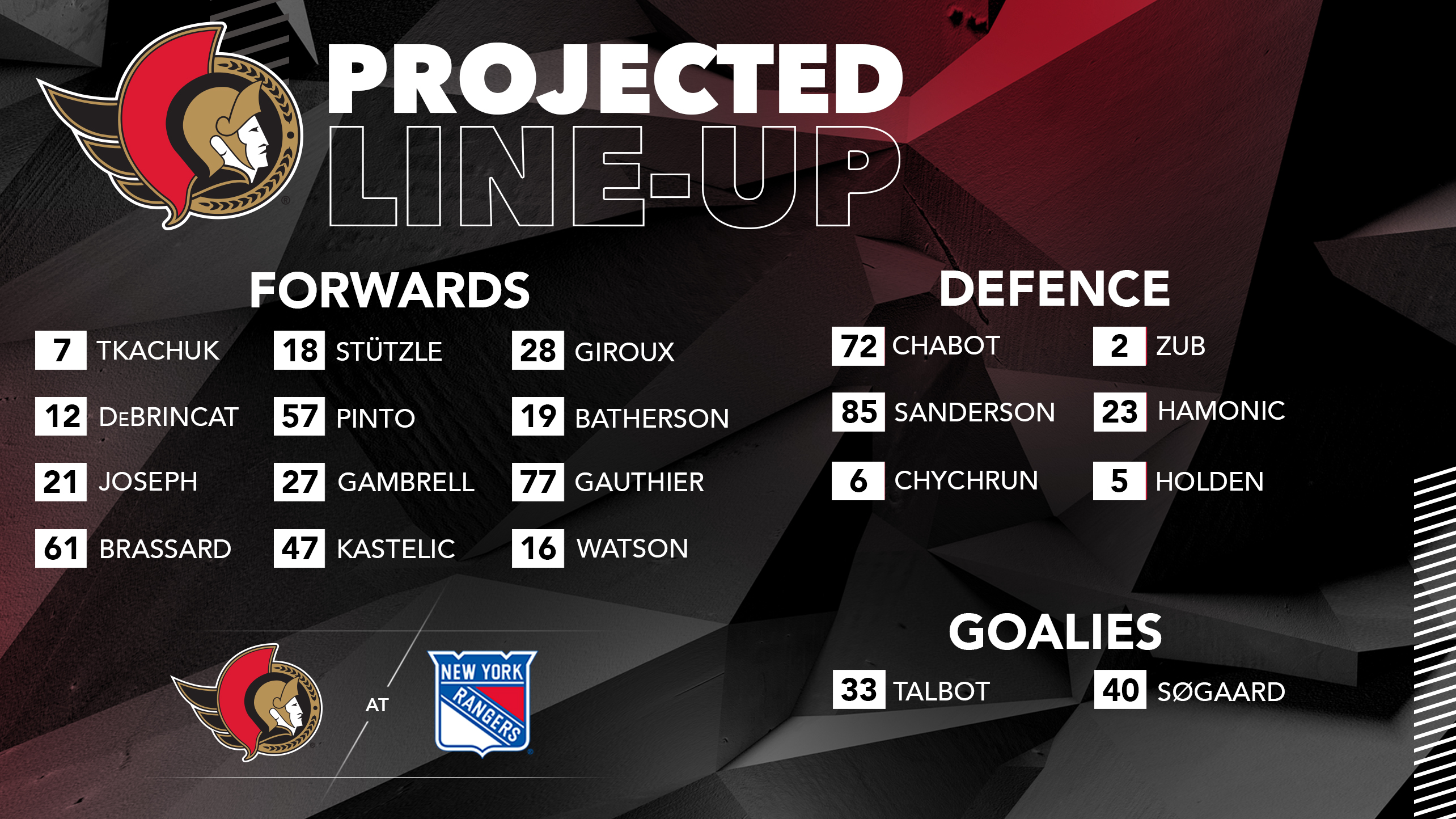 Jessie Colon Gossip Ottawa Senators Lines