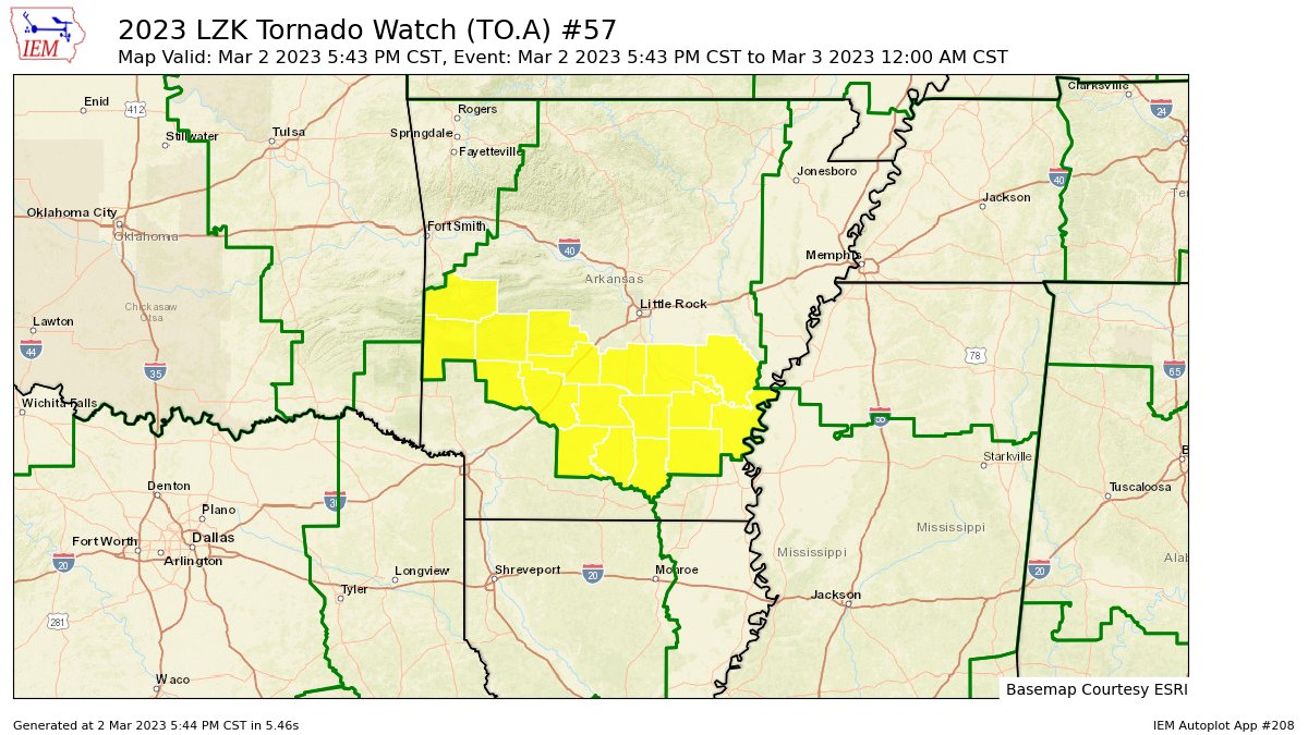+ Noaa weather alerts.. on Twitter "LZK issues Tornado Watch for