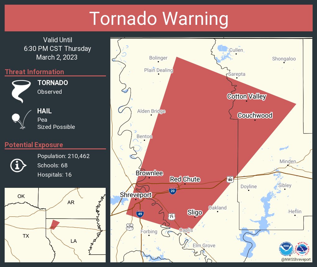 NWS Shreveport on Twitter "Tornado Warning including Shreveport LA