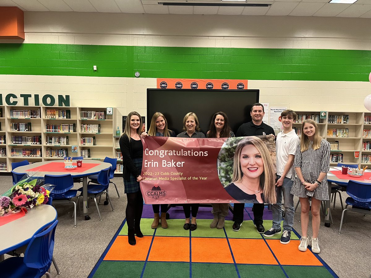 CCALMS's tweet image. Congrats to Erin Baker @DurhamLLC for being Cobb’s Media Specialist of the Year! Such a well earned honor! @CobbLibMedia #cobblms @CobbSchools