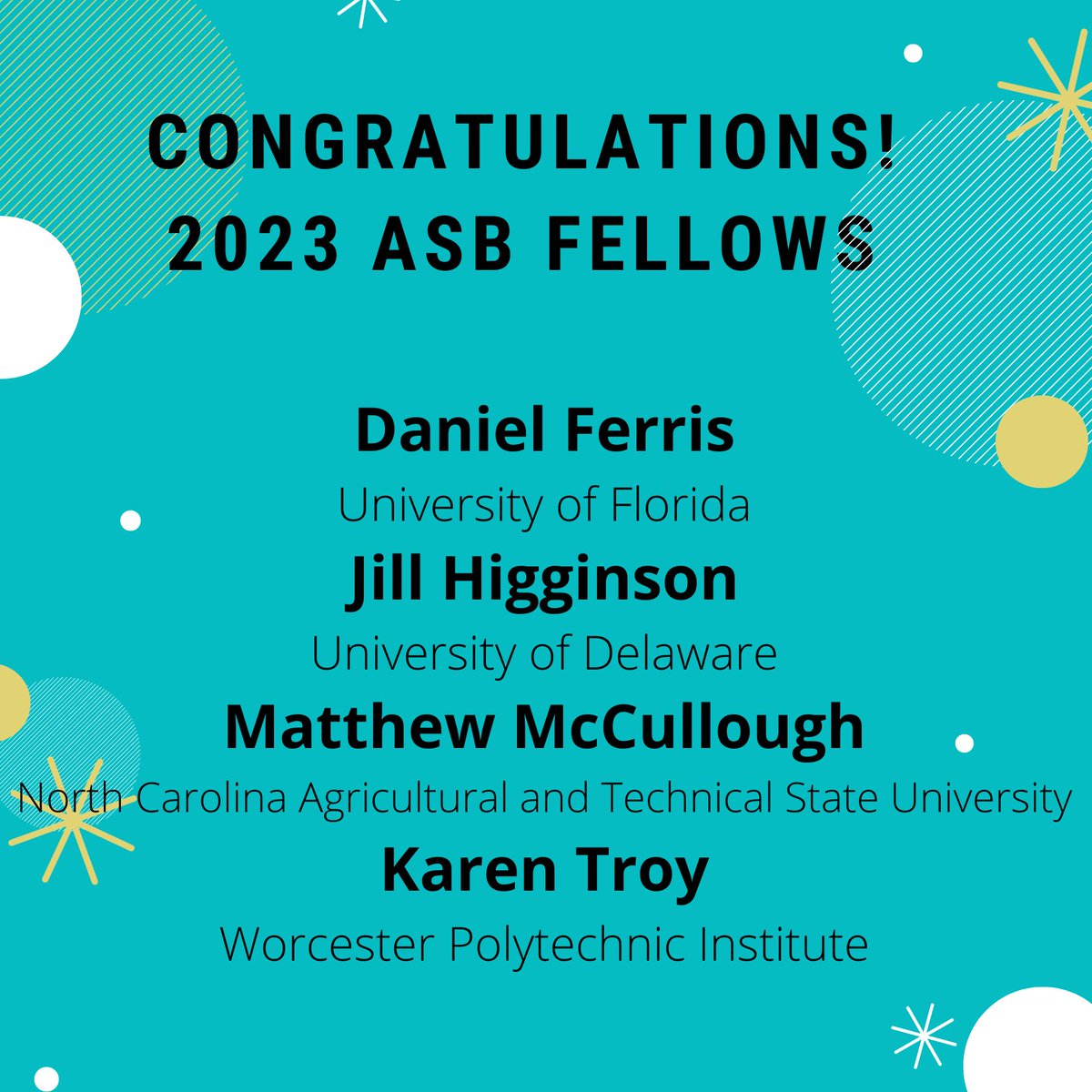 American Society of Biomechanics (@amsocbiomech) on Twitter photo In 2011, ASB created the status of Fellow to recognize professional achievement & service of the top members of the Society & to encourage continued service to the Society in a leadership role.
Our 2023 Fellows: <a href="/Troy_BiomechLab/">Karen Troy</a> , Matt McCullough, Jill Higginson & @Ferris_vball In 2011, ASB created the status of Fellow to recognize professional achievement & service of the top members of the Society & to encourage continued service to the Society in a leadership role.
Our 2023 Fellows: <a href="/Troy_BiomechLab/">Karen Troy</a> , Matt McCullough, Jill Higginson & @Ferris_vball