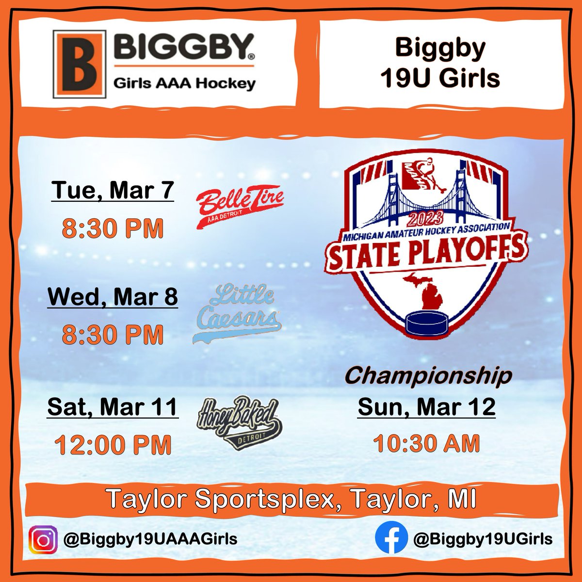 MAHA State Playoffs OTC! This has been a great year for all these new athletes playing for the all new Biggby AAA Girls organization. Time to keep it rolling at states. #rollbeans 🫘 🫘 🫘  #biggbyfamily

<a href="/Biggby16UGirls/">Biggby 16U AAA Girls Hockey</a> <a href="/Biggby19UGirls/">Biggby 19U AAA Girls Hockey</a> 
<a href="/Biggby14UGirls/">Biggby 14U AAA Girls Hockey</a> <a href="/Biggby12UGirls/">Biggby 12U AAA Girls Hockey</a>