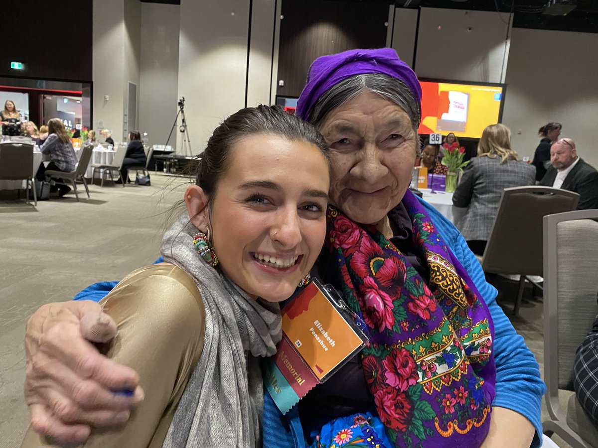 RachelJacqueli7's tweet photo. Such an empowering day filled with stories of resilience and courage at #reimaginingleadership Portraits of Courage today. The cherry on top of it all was getting to spend a few special moments with Elizabeth Penashue, a women whom I so deeply admire. @MemorialU https://t.co/oAi0iRotZX
