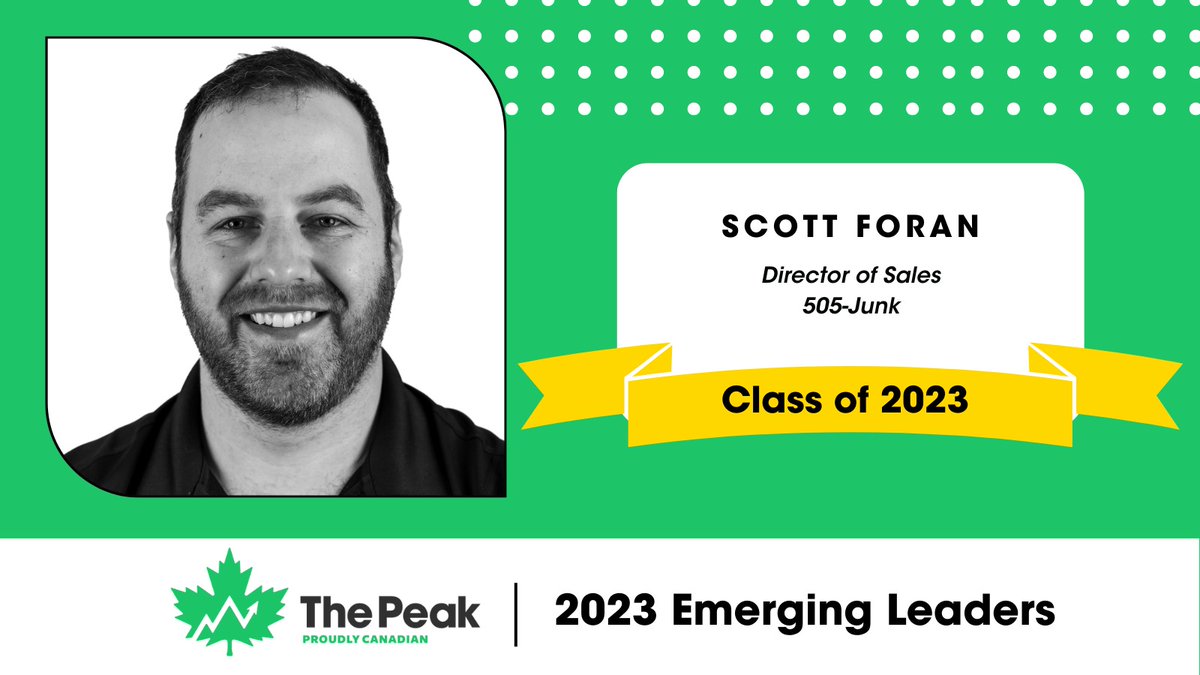 505Junk's tweet photo. Congratulations to our Co-Founder and Director of Sales, Scott Foran, who was named one of @readthepeak’s 2023 Emerging Leaders! The list recognizes up-and-coming leaders shaping Canada’s economy, culture, and society. 

Congrats to all included: https://t.co/xwgnPW4xVp https://t.co/IVMhTNDOwQ
