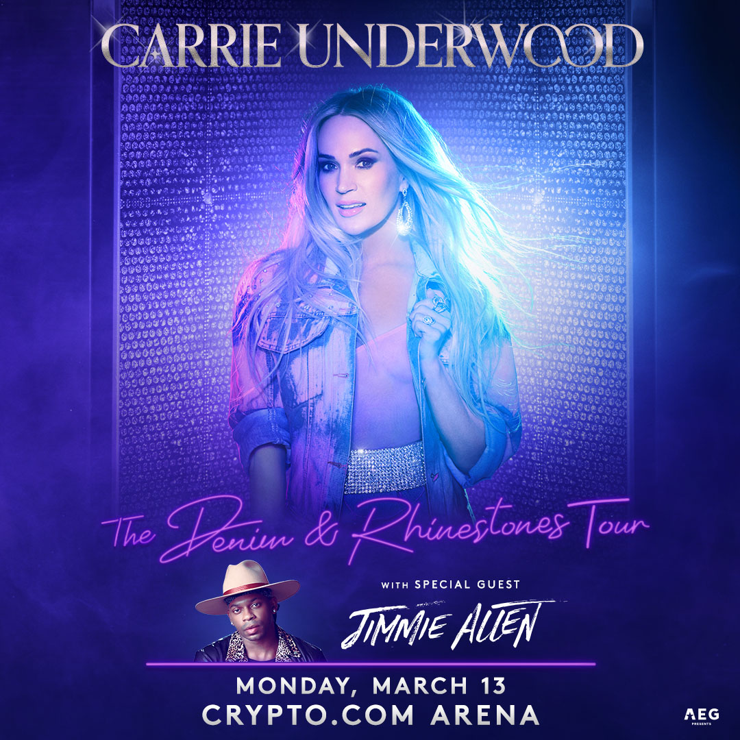 amoebamusic's tweet photo. Want to see @carrieunderwood perform in Los Angeles with special guest @JimmieAllen on Monday, March 13th at the @cryptocomarena? 

RT and follow us to win. We'll announce the winner at 6pm. https://t.co/7aHbE8Vjf1